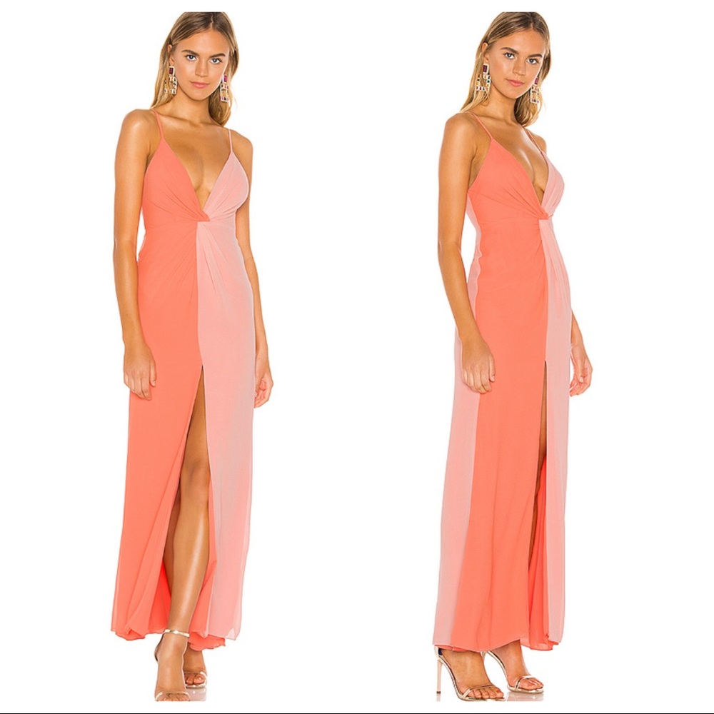 MAJORELLE Coral and Pink Maxi Dress